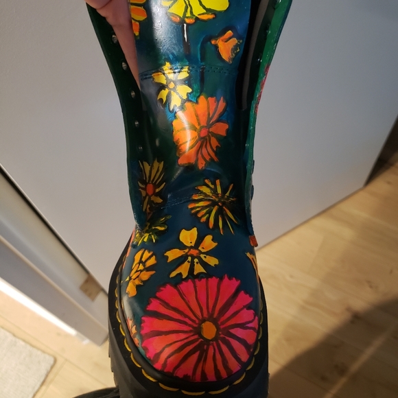 Handpainted floral retro leather jadon Dr Martens - Picture 6 of 12